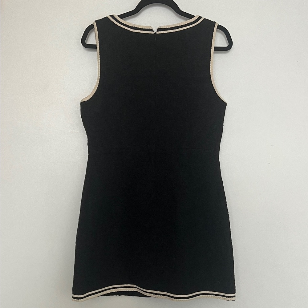 J. Crew Black Sleeveless Midi Dress with Cream Trim - Picture 2 of 7